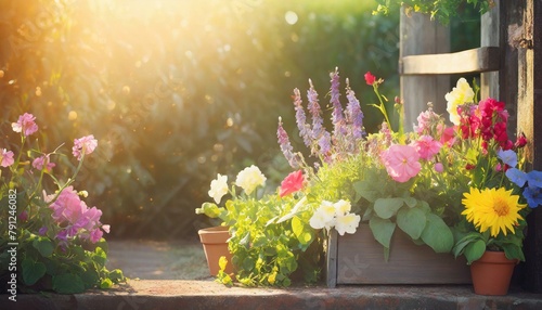 flowers in the garden, summer, bouquet, decoration, pot, blossom, 