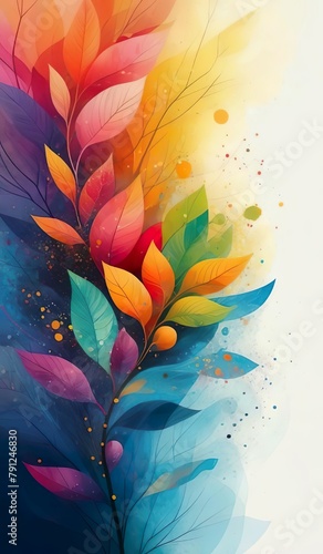 abstract floral background with colorfull line