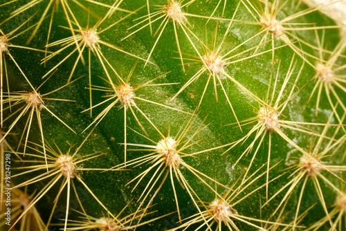 Close-up photo of a vibrant green cactus with striking yellow needles forming intricate patterns. The scientific name for this cactus is Echinocactus grusonii, commonly known as the Golden Barrel Cact