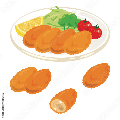 皿に盛られた牡蠣フライ