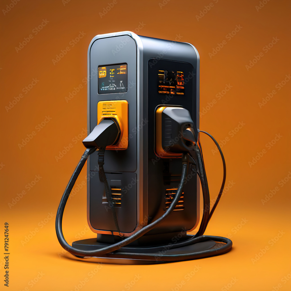 Power supply connected to electric vehicle charge battery. EV charging station for electric car or Plug-in hybrid car. Automotive innovation and technology concepts. Generative Ai Power supply connected to electric vehicle charge battery. EV charging station for electric car or Plug-in hybrid car. Automotive innovation and technology concepts. Generative Ai