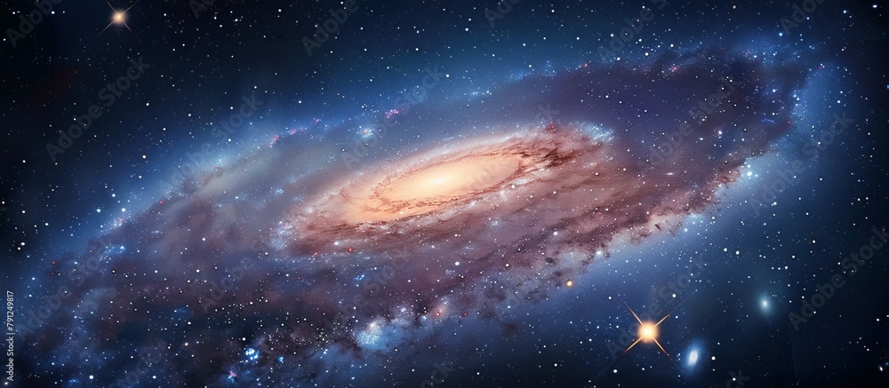 Spiral galaxy displaying its intricate arms and a radiant star shining at its core