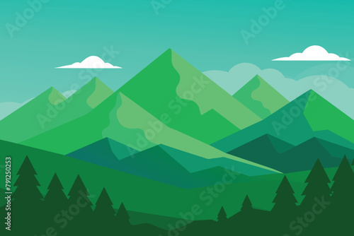 A green mountain landscape vector design © mobarok8888
