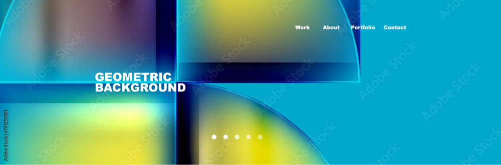 The electric blue background is adorned with a geometric pattern of circles and rectangles, creating a fluid and dynamic design reminiscent of automotive lighting technology in amber and aqua hues The electric blue background is adorned with a geometric pattern of circles and rectangles, creating a fluid and dynamic design reminiscent of automotive lighting technology in amber and aqua hues