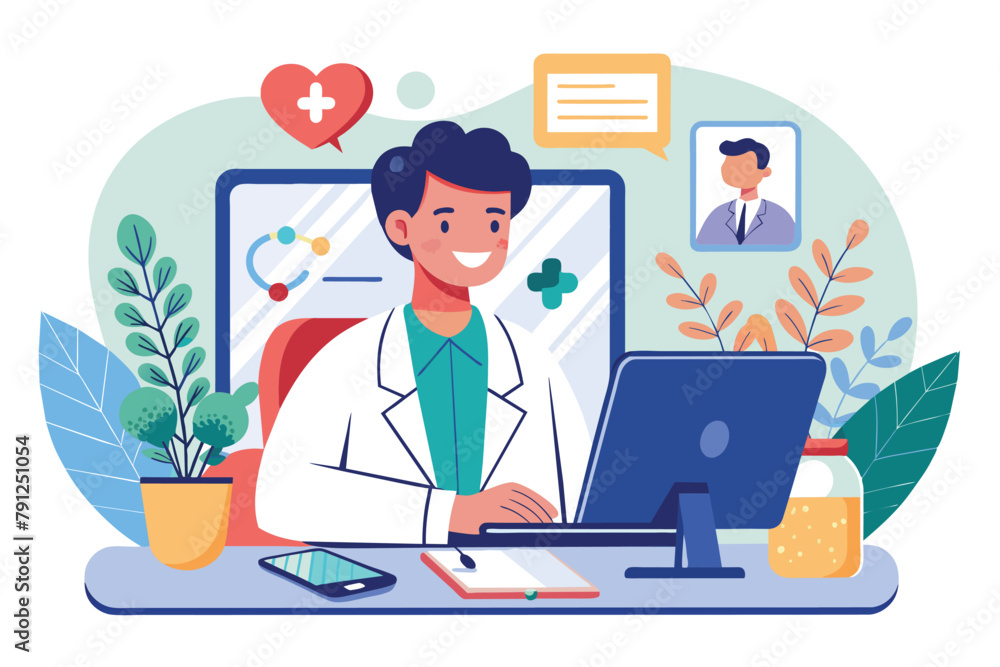 doctor with online medical consultation concept. EPS doctor with online medical consultation concept. EPS