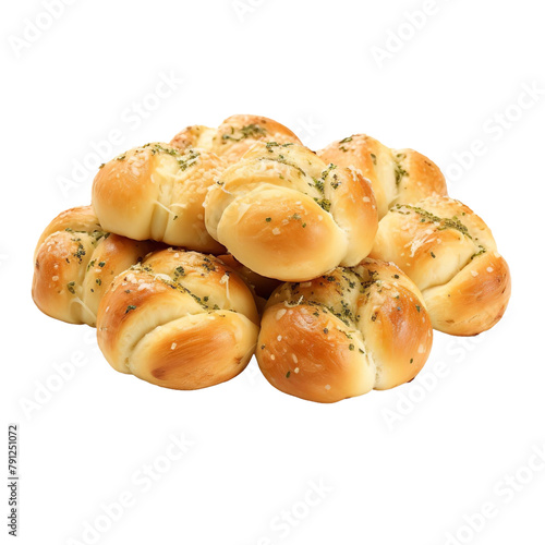 Tasty Garlic Knots Isolated On White Background photo