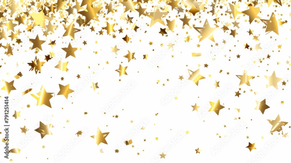 Gold stars falling on white background Gold stars falling on white background