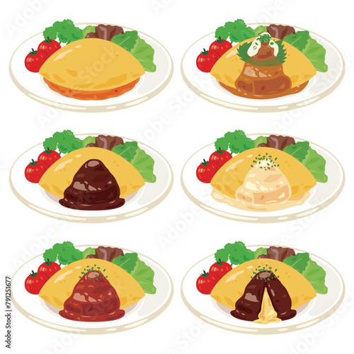 皿に盛られたオムライスセット