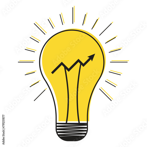 Innovative business idea icon. modern light bulb symbol with growth arrow. vector illustration on transparent background.