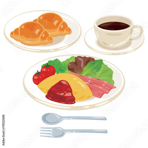オムレツのモーニングセット