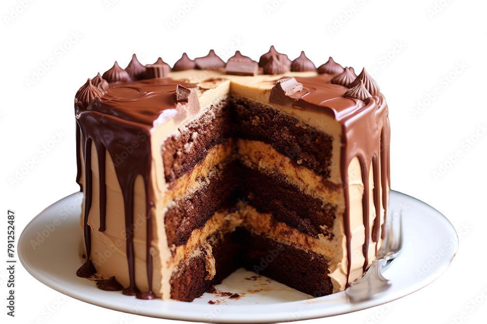 Tasty And Yummy Peanut Butter Chocolate Cake Isolated On White Background Tasty And Yummy Peanut Butter Chocolate Cake Isolated On White Background