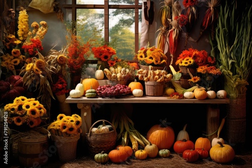 Harvest Festival: A festive scene with autumn colors and celebrations.