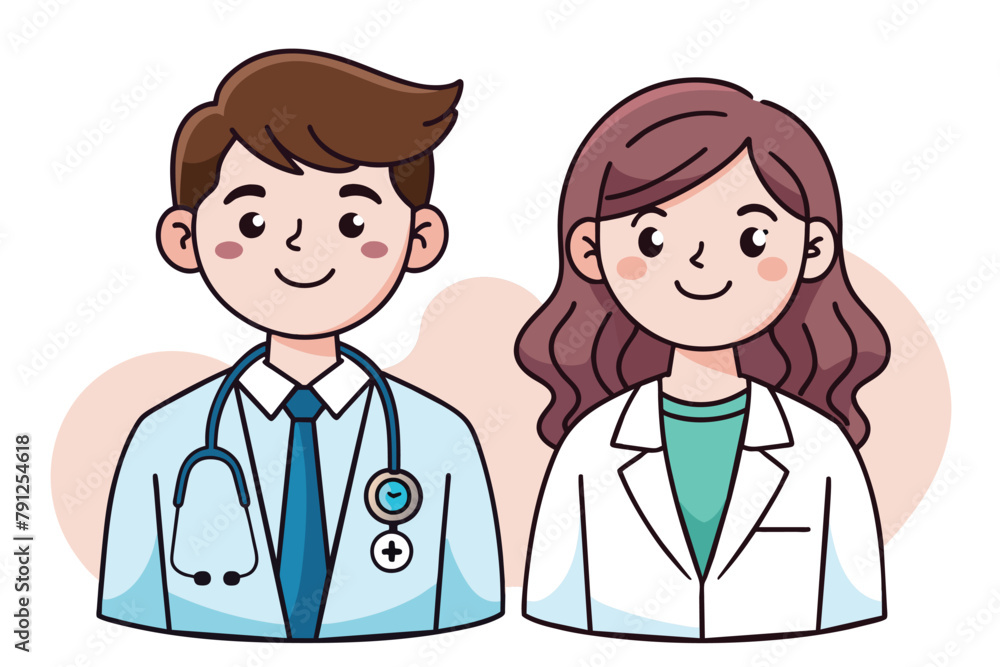 friendly male and female doctors hand draw style (1) friendly male and female doctors hand draw style (1)