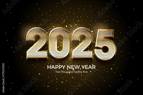 Happy New Year 2025. Elegant year number design with a touch of luxurious texture. Vector premium design for Happy New Year 2025 celebration. 2025 poster, banner and calendar design.