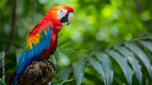 Wallpaper Mural Colorful scarlet macaw parrot in nature Jungle Habitat, wildlife in forest concept. Torontodigital.ca