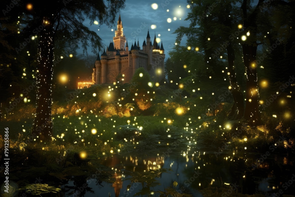 Glowing Fireflies: Fireflies lighting up the castle grounds. Glowing Fireflies: Fireflies lighting up the castle grounds.