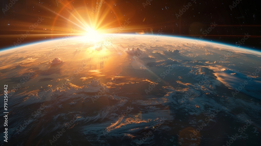 Sunrise over Earth as seen from space highlighting the planet's stunning beauty Sunrise over Earth as seen from space highlighting the planet's stunning beauty