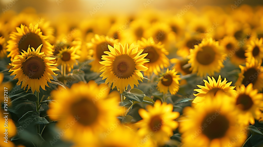 Picture of sun flowers with the sunrise background Picture of sun flowers with the sunrise background