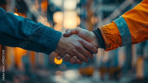 Solid Handshake Between Engineer and Worker at an Industrial Site