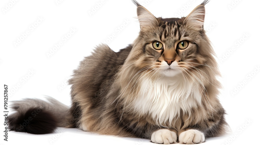 Majestic Full-Bodied Tabby Cat with Intense Eyes on a White Background Majestic Full-Bodied Tabby Cat with Intense Eyes on a White Background