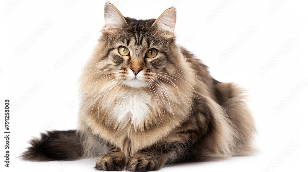 Majestic Full-Bodied Tabby Cat with Intense Eyes on a White Background Majestic Full-Bodied Tabby Cat with Intense Eyes on a White Background