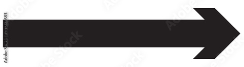 Black large forward or right pointing solid long skinny arrow icon sketched as vector symbol