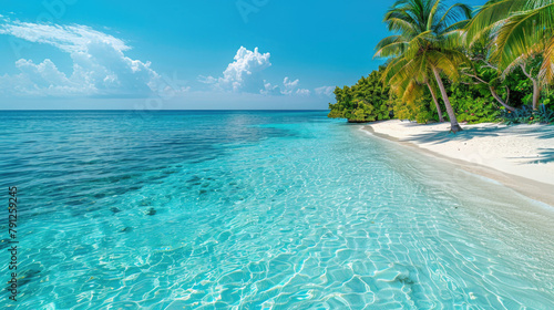A pristine tropical beach with clear blue water © Veniamin Kraskov