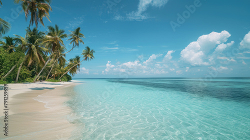 A pristine tropical beach with clear blue water