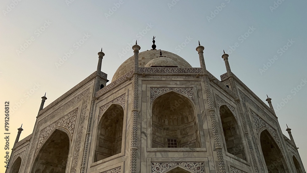 Taj mahal one of the wonders of the world on the bank of the Yamuna river in Agra city, Uttar Pradesh state, India