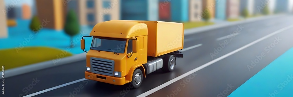 E-commerce concept, Transportation shipment delivery by truck, 3d illustration