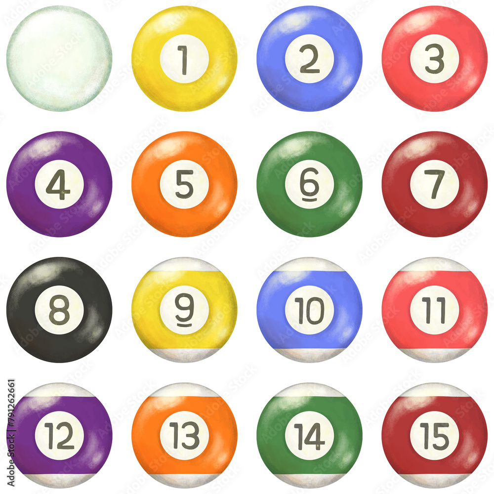 ビリヤードボールのイラストセット ビリヤードボールのイラストセット