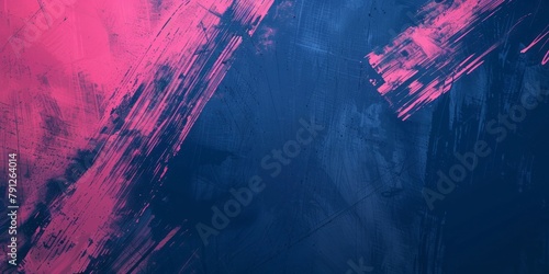 A minimalist background features brush strokes in blue and pink. photo
