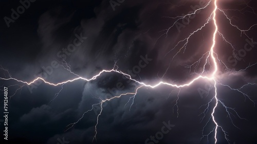 Lightning strikes at night background