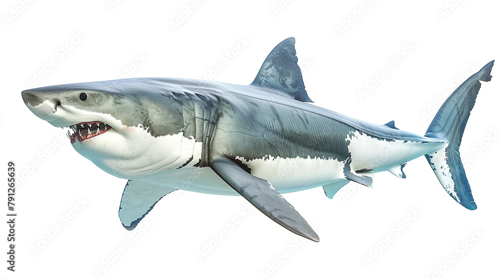 Fish predator, white shark isolated on white background