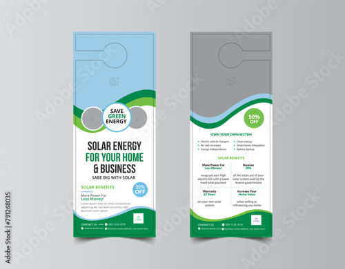 Solar flyer design and professional green energy banner template