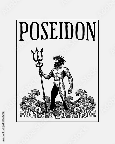 Poseidon or Neptune god of the sea vector illustration