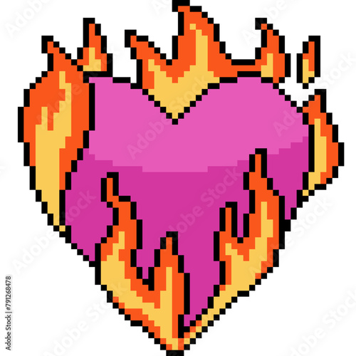 pixel art of pink heart burn