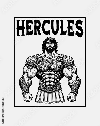 half human half god hercules body muscles fighter warrior vector illustration photo