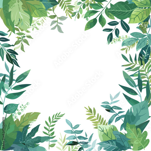 Wallpaper Mural botanical illustration of various green leaves arranged in a decorative frame, isolated on white Torontodigital.ca