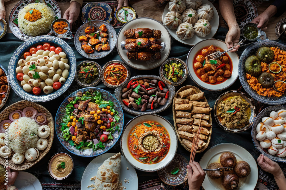 A traditional feast prepared for Eid Al-Adha