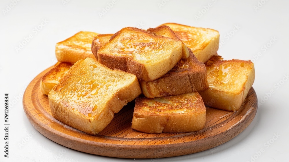 Plate of French toast on a white surface Plate of French toast on a white surface
