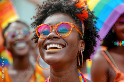 People celebrating at a joyful Pride parade © Veniamin Kraskov