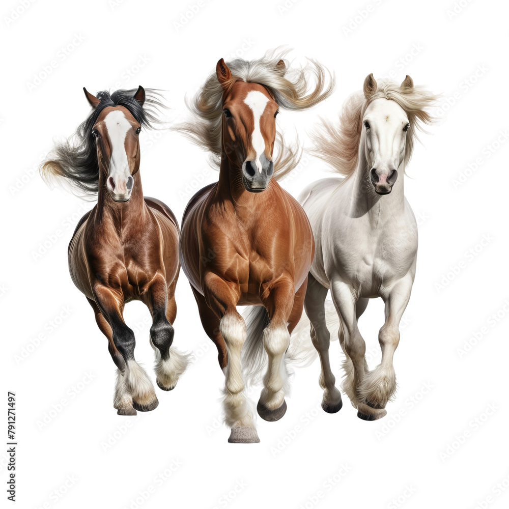Attractive Prancing Ponies Isolated On White Background Attractive Prancing Ponies Isolated On White Background