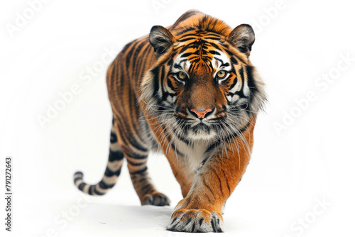 A tiger prowling  ready to pounce