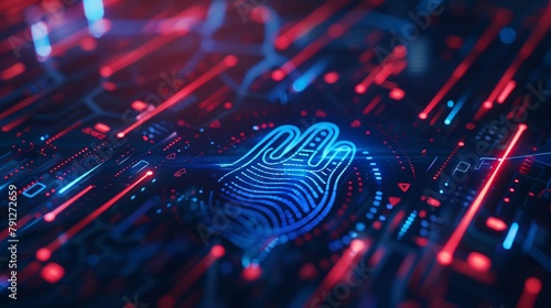 a wide futuristic banner design illustrating 2FA authentication login or cybersecurity measures like fingerprint recognition for secure online connections