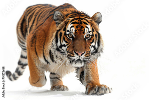 A tiger prowling  ready to pounce