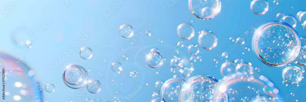 Shampoo bubbles symbolize refreshing playfulness comfort and cleanliness in the detergent industry ,Photo 3D Render Simple Creative Bubble Background for Beauty Product

