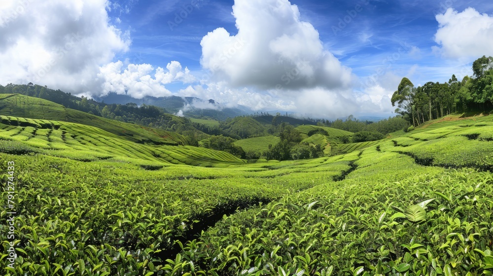 Sunrise Over Lush Green Tea Plantation Hills Sunrise Over Lush Green Tea Plantation Hills