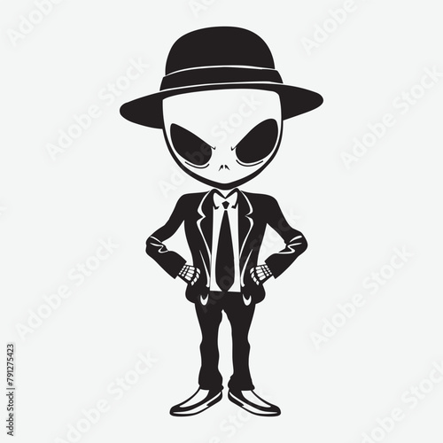 Gangster alien Silhouette vector illustration