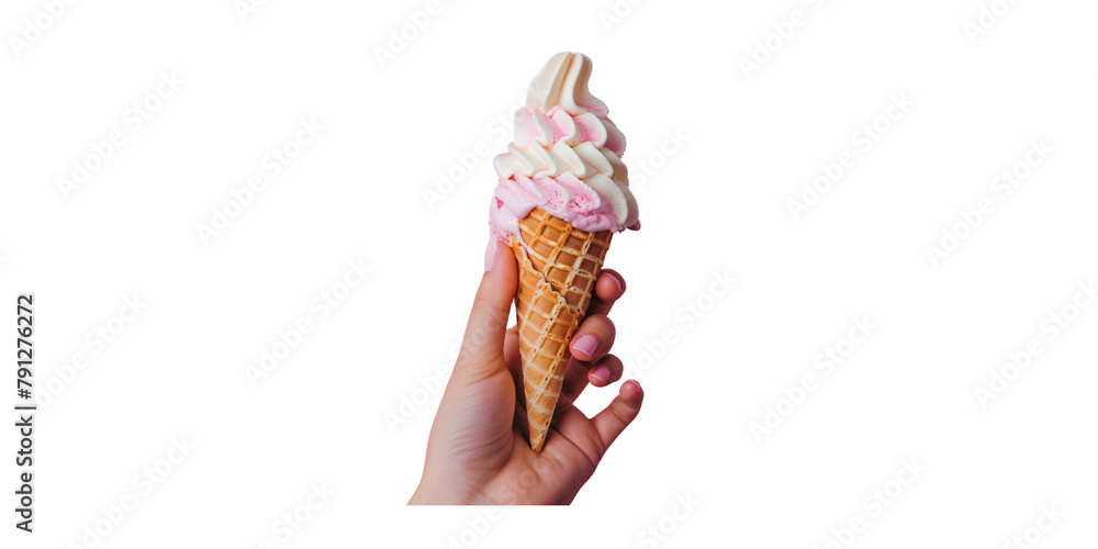 Obraz premium hand holding ice cream on pastel background